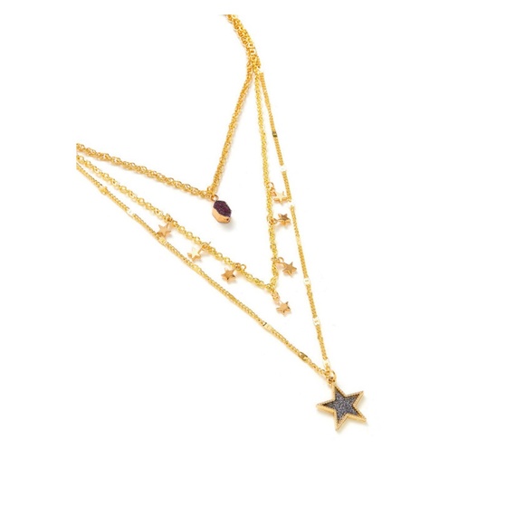 Gold Stars Delicate Layered Necklace - Picture 3 of 3